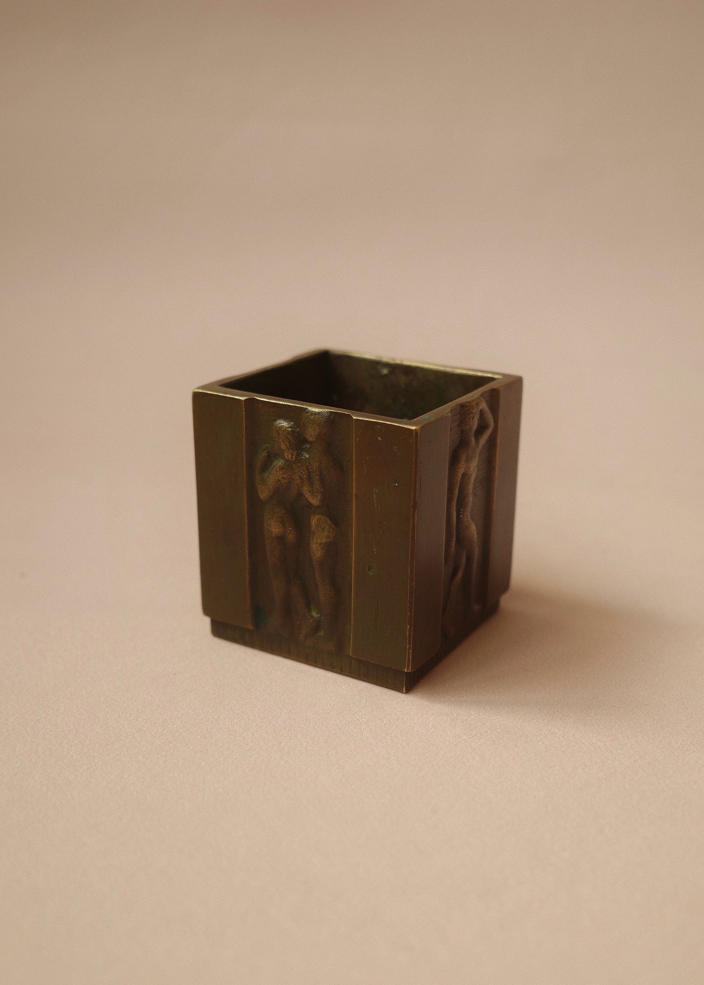 Echo Study: Square Patinated Bronze Vase