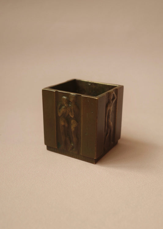 Echo Study: Square Patinated Bronze Vase